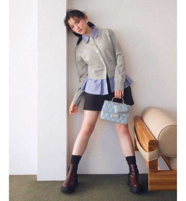 VIS「シャツレイヤード風メタルボタンカーディガン」|カーディガン|