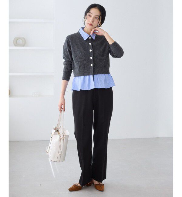 VIS「シャツレイヤード風メタルボタンカーディガン」|カーディガン|