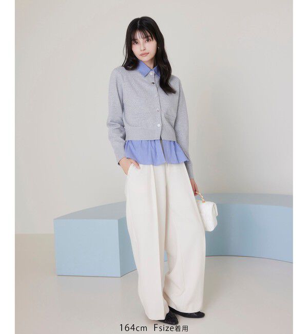 VIS「シャツレイヤード風メタルボタンカーディガン」|カーディガン|