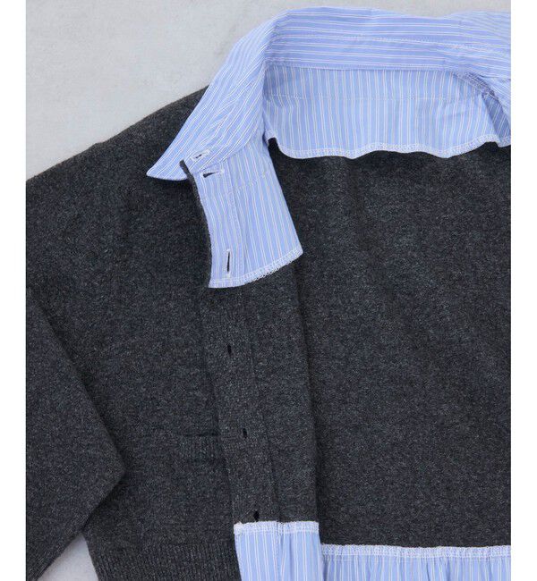 VIS「シャツレイヤード風メタルボタンカーディガン」|カーディガン|