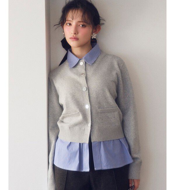 VIS「シャツレイヤード風メタルボタンカーディガン」|カーディガン|グレーサブ(09)