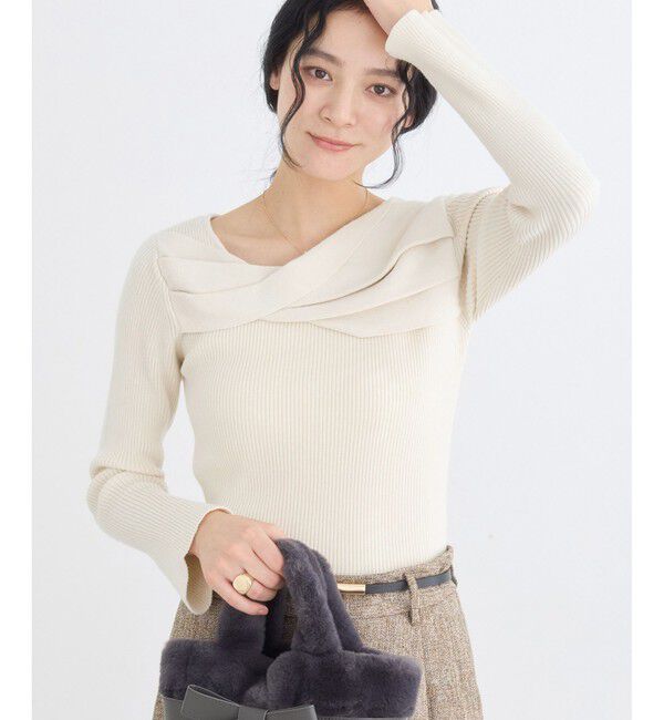 VIS「アシメねじれデザインリブニット」|ニット・セーター|