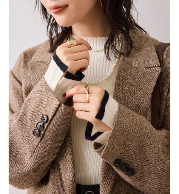 VIS「スリーブ釦アクセントリブニット/静電気防止」|ニット・セーター|