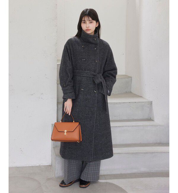 VIS「尾州シャギースタンドカラーロングコート/静電気防止・WEB限定PS・TMサイズ」|その他|チャコール(06)