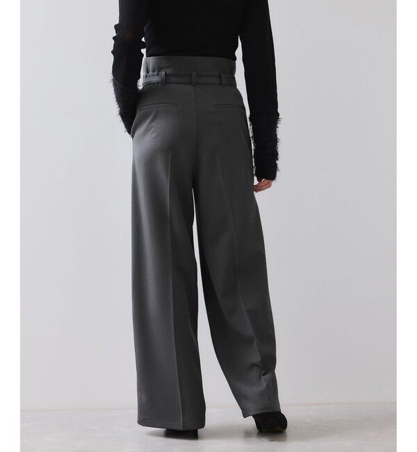 VIS「ベルトディテールタックワイドパンツ/イージーケア」|チノ|