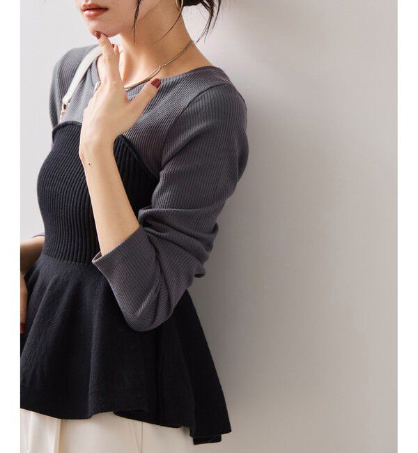 VIS「ペプラムニットドッキングプルオーバー」|ニット・セーター|