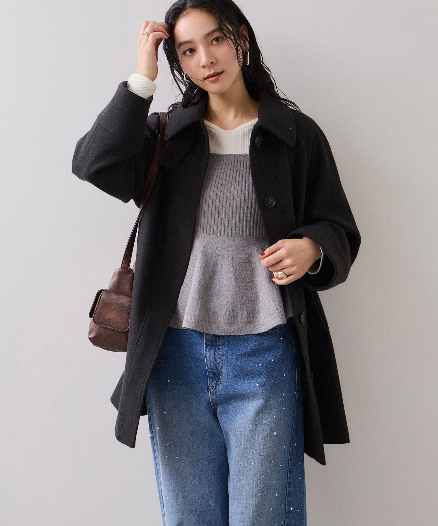 VIS「ペプラムニットドッキングプルオーバー」|ニット・セーター|