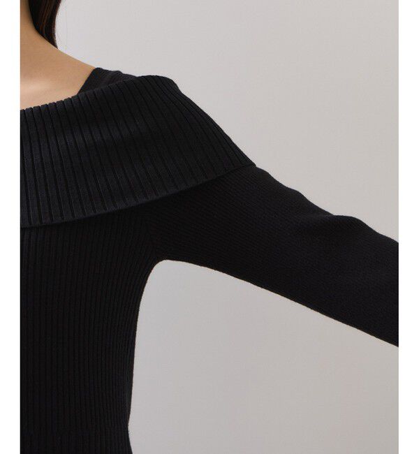 VIS「アシメオフショルリブニット美シルエットワンピース/着丈が選べる」|ワンピース|