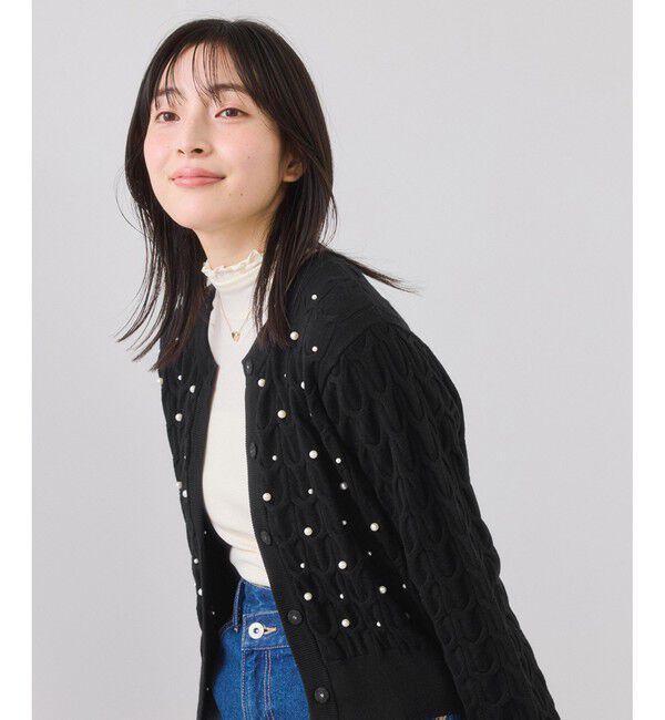VIS「パールケーブルカーディガン」|カーディガン|