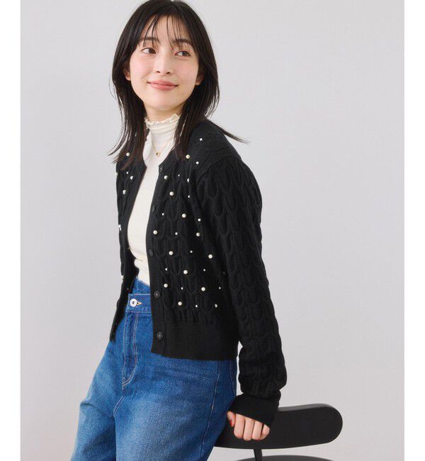 VIS「パールケーブルカーディガン」|カーディガン|