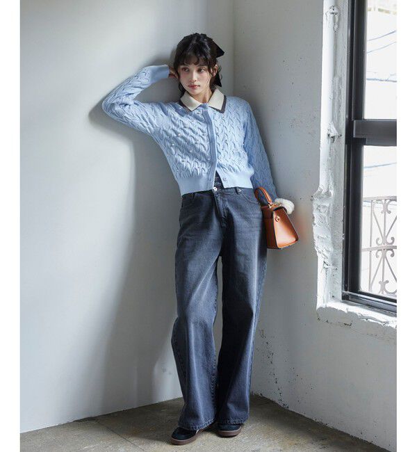 VIS「パールケーブルカーディガン」|カーディガン|