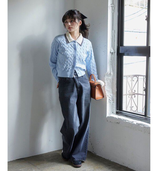 VIS「パールケーブルカーディガン」|カーディガン|