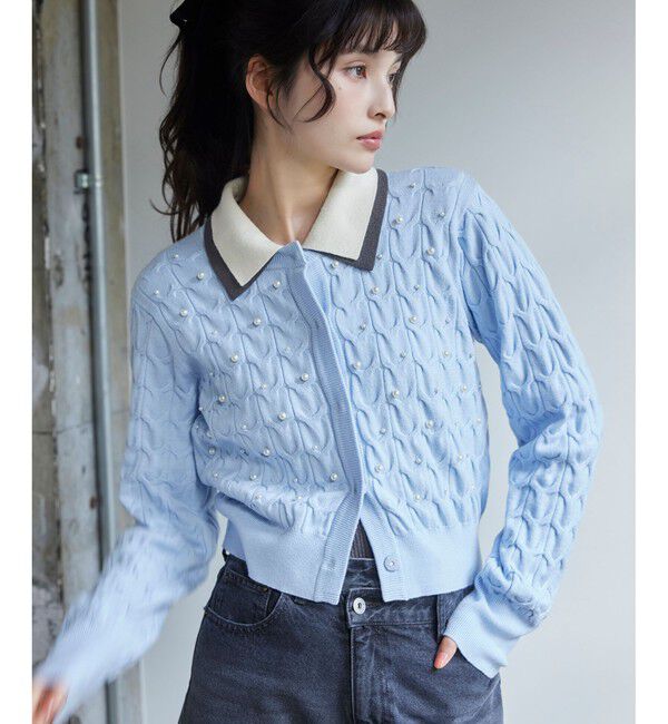 VIS「パールケーブルカーディガン」|カーディガン|