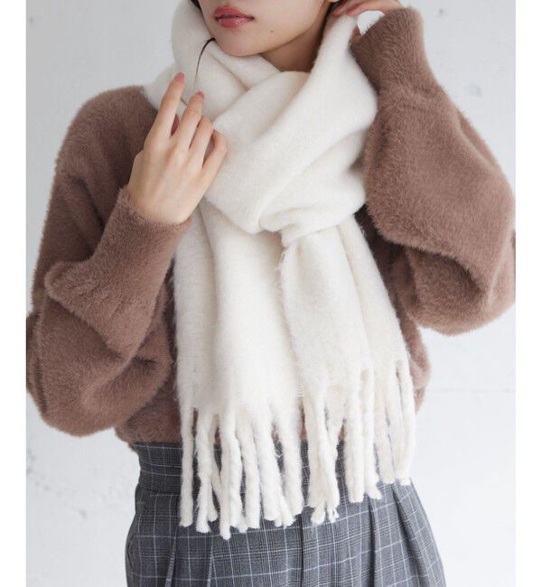 VIS「ふわふわフリンジマフラー/静電気防止」|マフラー|