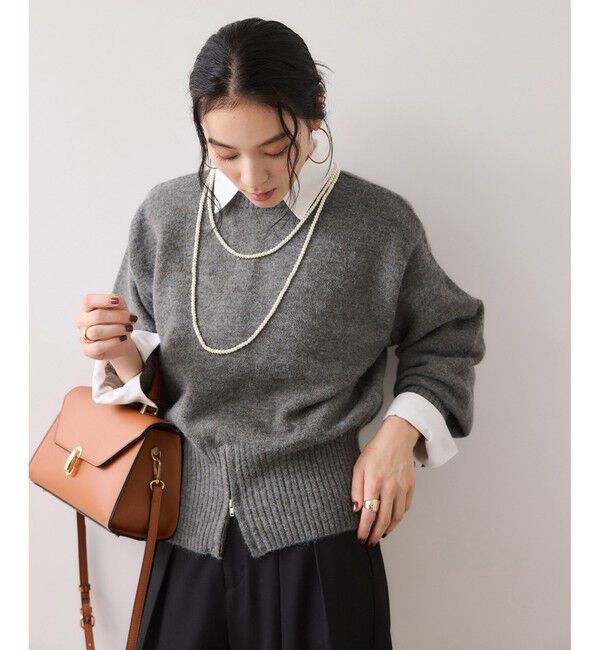 VIS「【WEB限定】裾ジップニットプルオーバー」|ニット・セーター|グレーサブ(09)