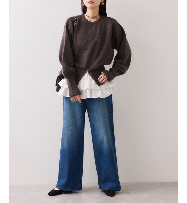 VIS「【WEB限定】裾ジップニットプルオーバー」|ニット・セーター|