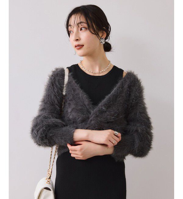 VIS「ねじりショートトップス付きロングニットワンピース/イージーケア」|ワンピース|