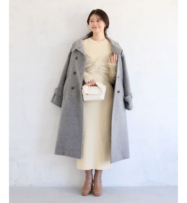 VIS「ねじりショートトップス付きロングニットワンピース/イージーケア」|ワンピース|