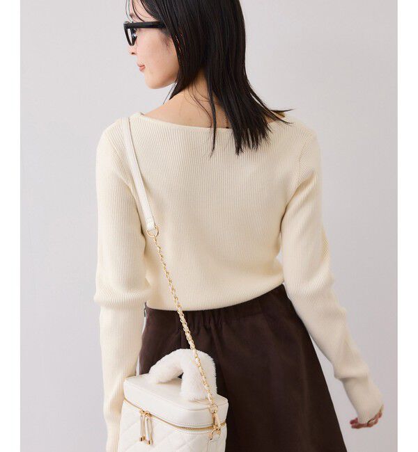 VIS「【美得】ドレープオフショルダーリブニット/イージーケア」|ニット・セーター|
