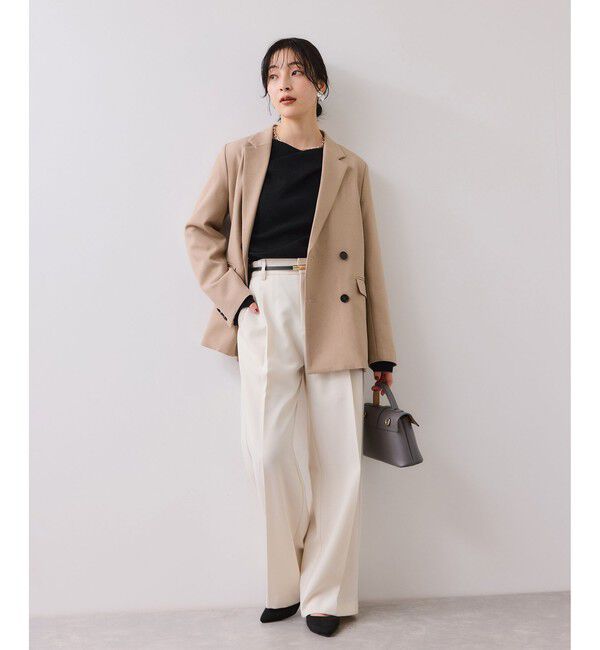 VIS「【美得】ドレープオフショルダーリブニット/イージーケア」|ニット・セーター|