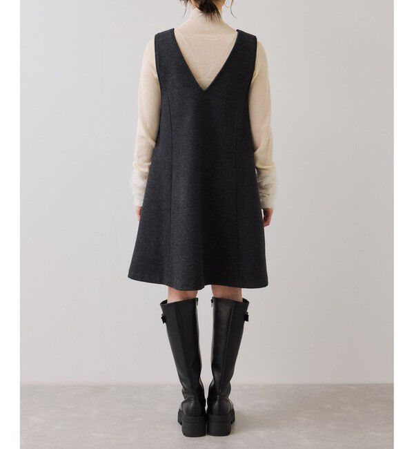 VIS「シャギーVネックミニ丈ジャンパースカート」|ワンピース|