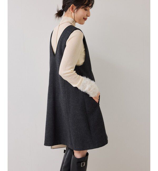 VIS「シャギーVネックミニ丈ジャンパースカート」|ワンピース|