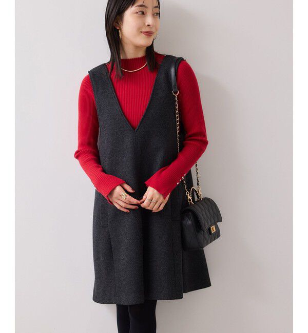 VIS「シャギーVネックミニ丈ジャンパースカート」|ワンピース|