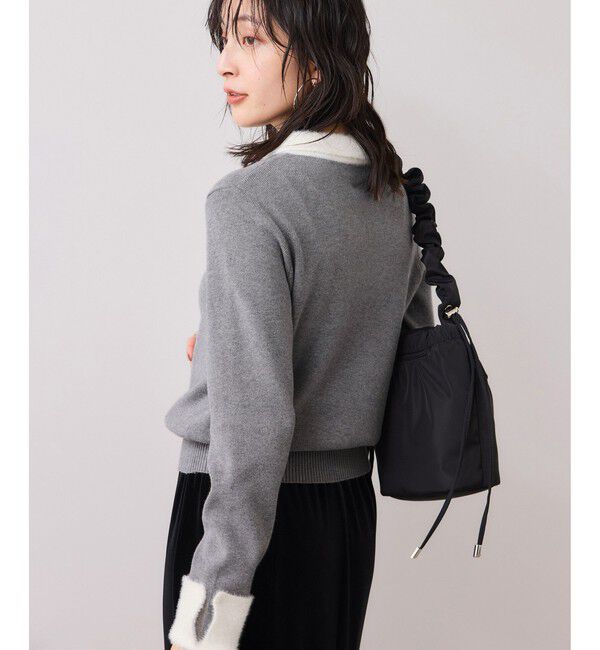 VIS「ビジュー付きシャギーカラーニットトップス」|ニット・セーター|