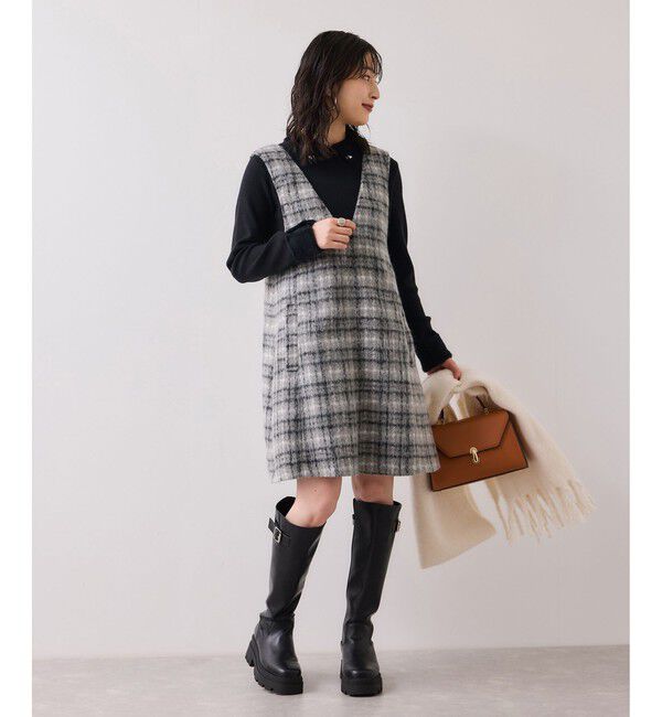 VIS「ビジュー付きシャギーカラーニットトップス」|ニット・セーター|