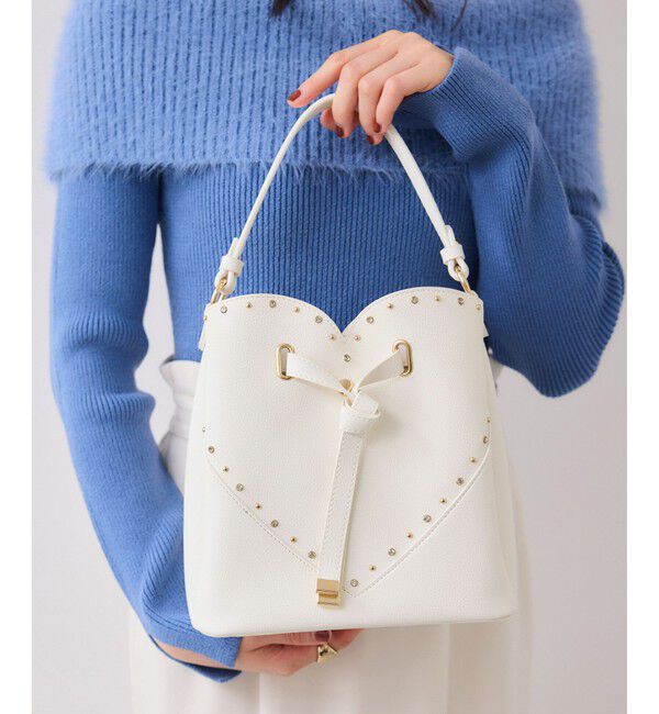 VIS「ラインストーン＆スタッズハートカットバッグ」|ショルダー・メッセンジャー|