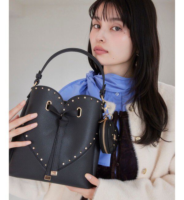 VIS「ラインストーン＆スタッズハートカットバッグ」|ショルダー・メッセンジャー|