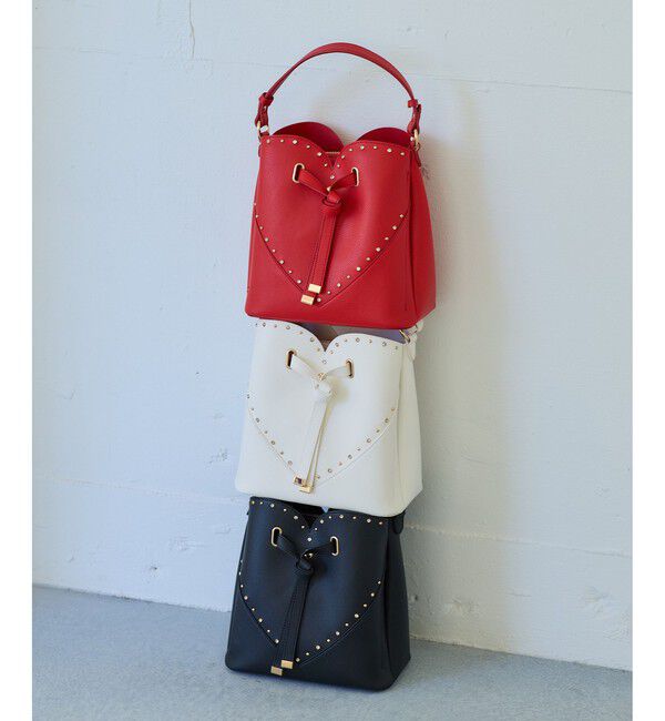 VIS「ラインストーン＆スタッズハートカットバッグ」|ショルダー・メッセンジャー|