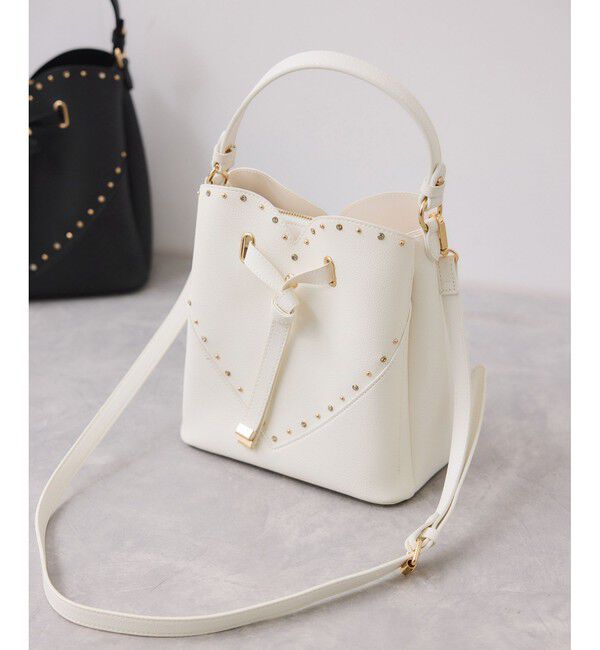 VIS「ラインストーン＆スタッズハートカットバッグ」|ショルダー・メッセンジャー|