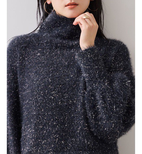 VIS「ラメフェザー裾レースハイネックニット」|ニット・セーター|