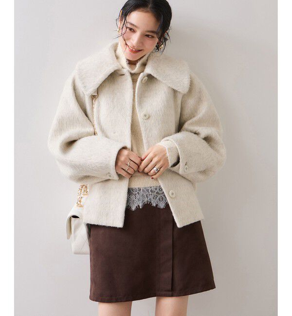 VIS「ラメフェザー裾レースハイネックニット」|ニット・セーター|