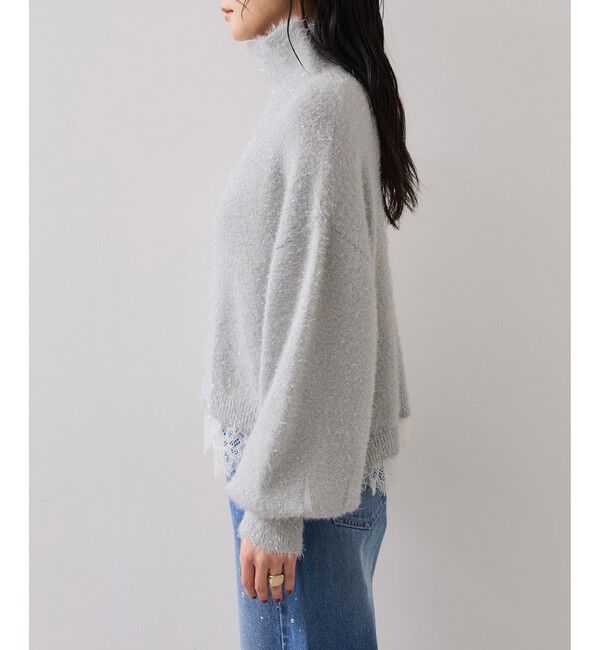 VIS「ラメフェザー裾レースハイネックニット」|ニット・セーター|