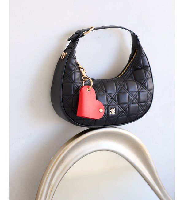 VIS「ハートチャーム付き2WAYキルトバッグ」|ハンドバッグ|ブラック(01)
