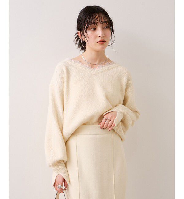 VIS「Vネックレースニットプルオーバー」|ニット・セーター|