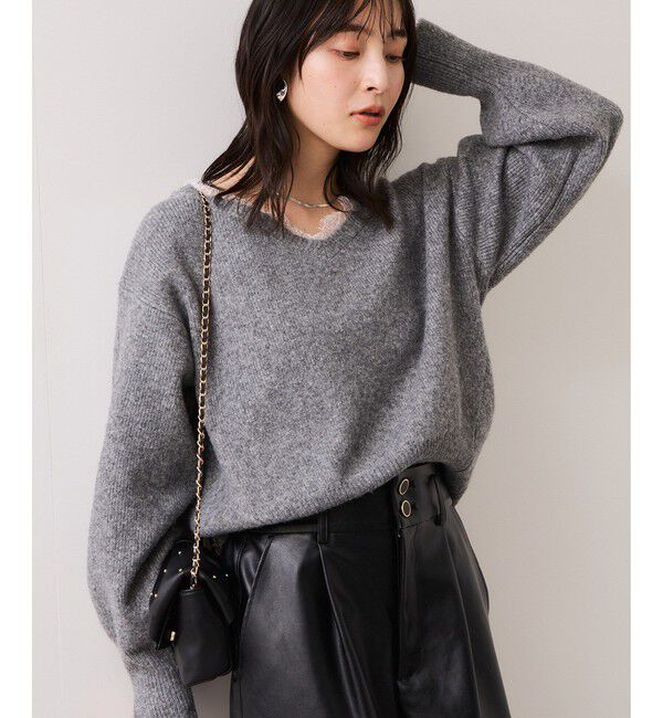 VIS「Vネックレースニットプルオーバー」|ニット・セーター|