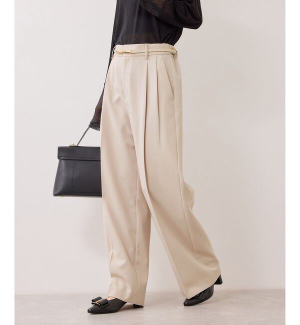 VIS「【美easy】コンフォートストレートワイドパンツ/イージーケア・UVケア・セットアップ対応」|チノ|