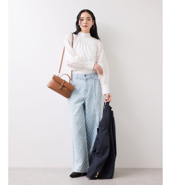 VIS「ベルト付きワイドシルエットデニムパンツ」|デニム|