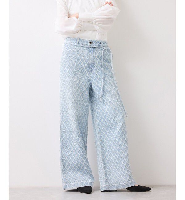VIS「ベルト付きワイドシルエットデニムパンツ」|デニム|