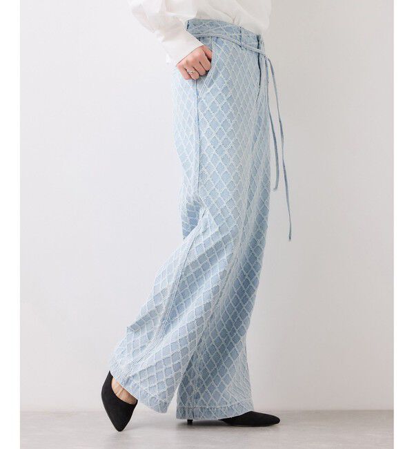 VIS「ベルト付きワイドシルエットデニムパンツ」|デニム|