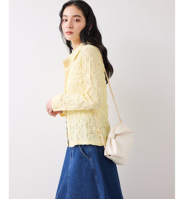 VIS「ストレッチレースジャガード衿付きカーディガン」|カーディガン|