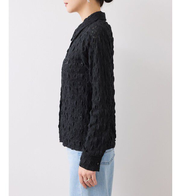 VIS「ストレッチレースジャガード衿付きカーディガン」|カーディガン|