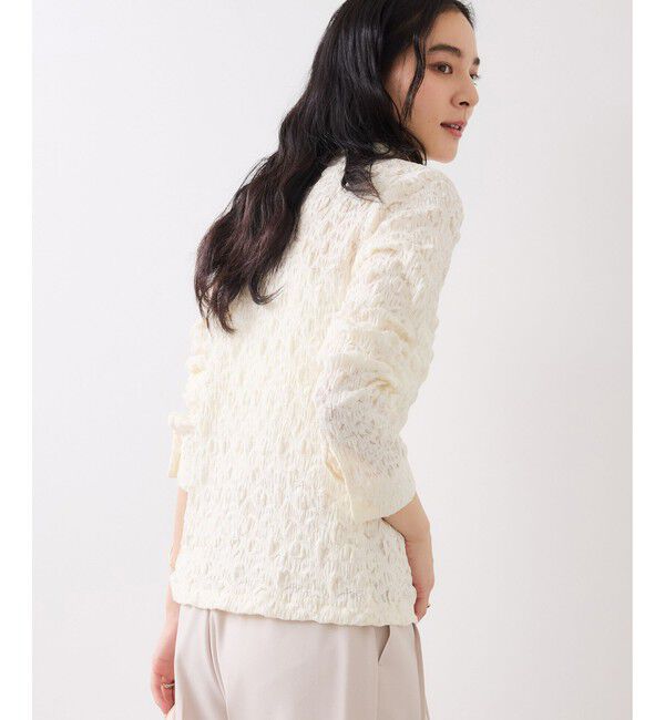 VIS「ストレッチレースジャガード衿付きカーディガン」|カーディガン|