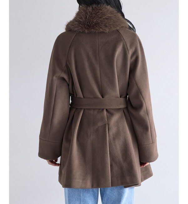 VIS「ファー付きAラインステンコート」|ステンカラーコート|