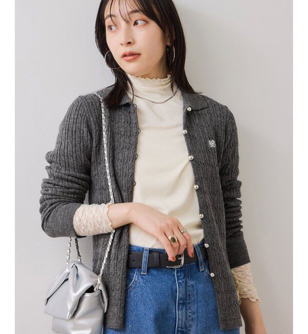 VIS「ポロ衿ケーブルカーディガン」|カーディガン|