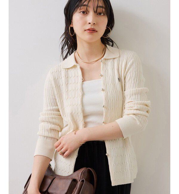 VIS「ポロ衿ケーブルカーディガン」|カーディガン|