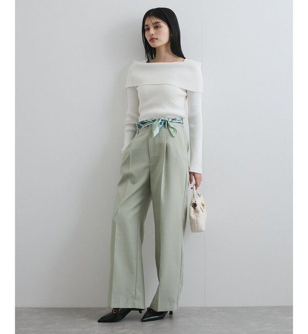 VIS「【WEB限定】オフショルダー風リブニットプルオーバー/イージーケア・UVケア」|ニット・セーター|